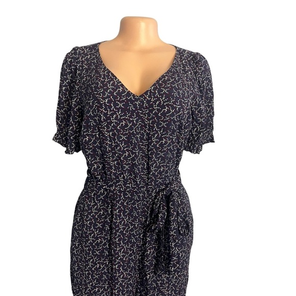 Talbots Floral Print Blue Jumpsuit Short Sleeve - Picture 9 of 11